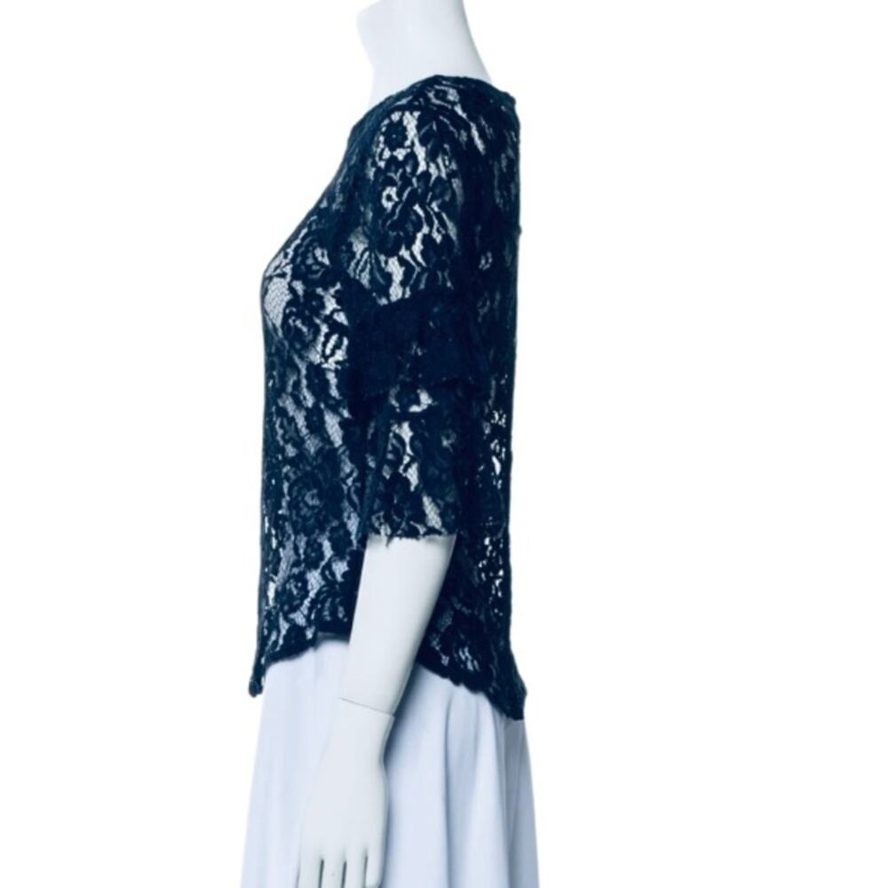 Reformation Marie Sheer Lace Ruffle Sleeve Crewneck Blue Size Small NWT - Picture 4 of 6